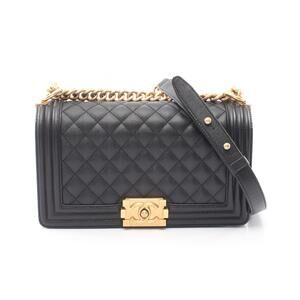 Chanel Boy Shoulder Bag Caviar Skin Grained Calf Black